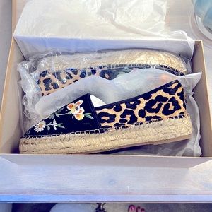 Johnny Was embroidered leopard espadrille.